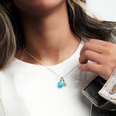 Colorful Life Necklace, Solid Sterling Silver, Treated Turquoise